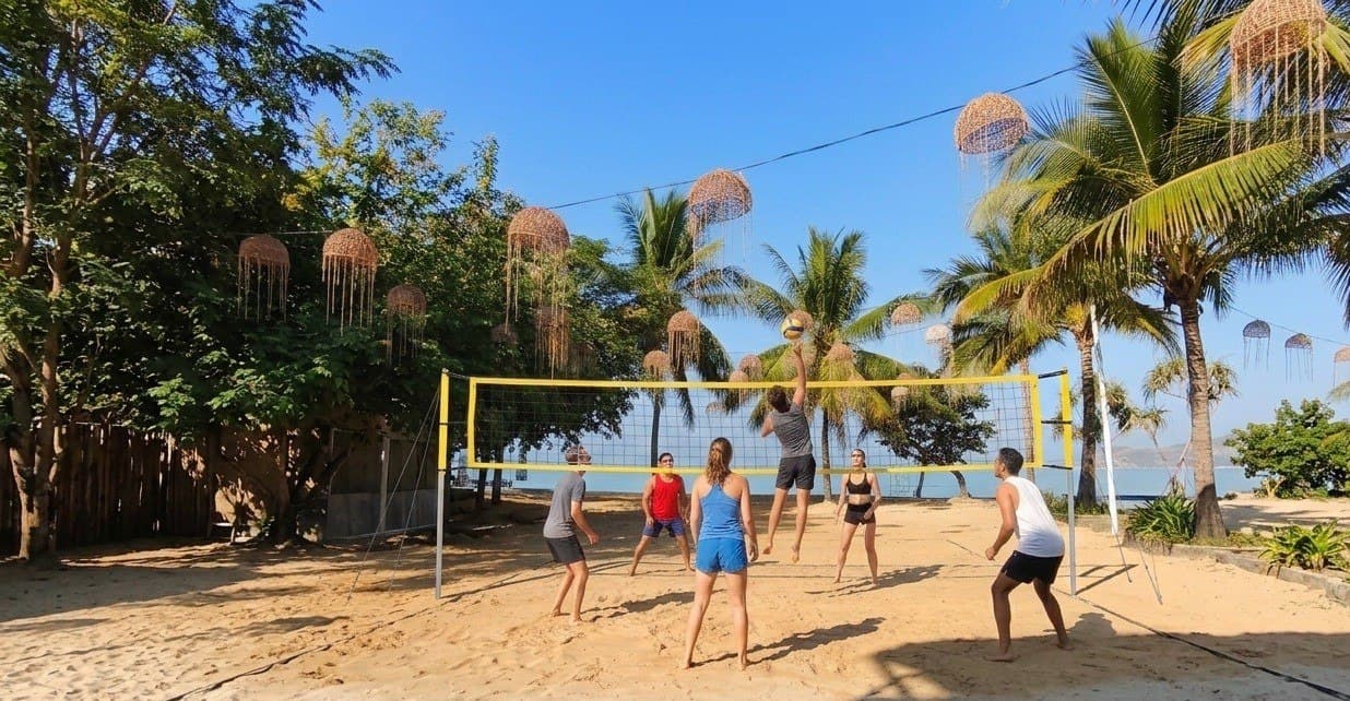 Tournament play on the lantern-decorated courts at Makai Active Hub